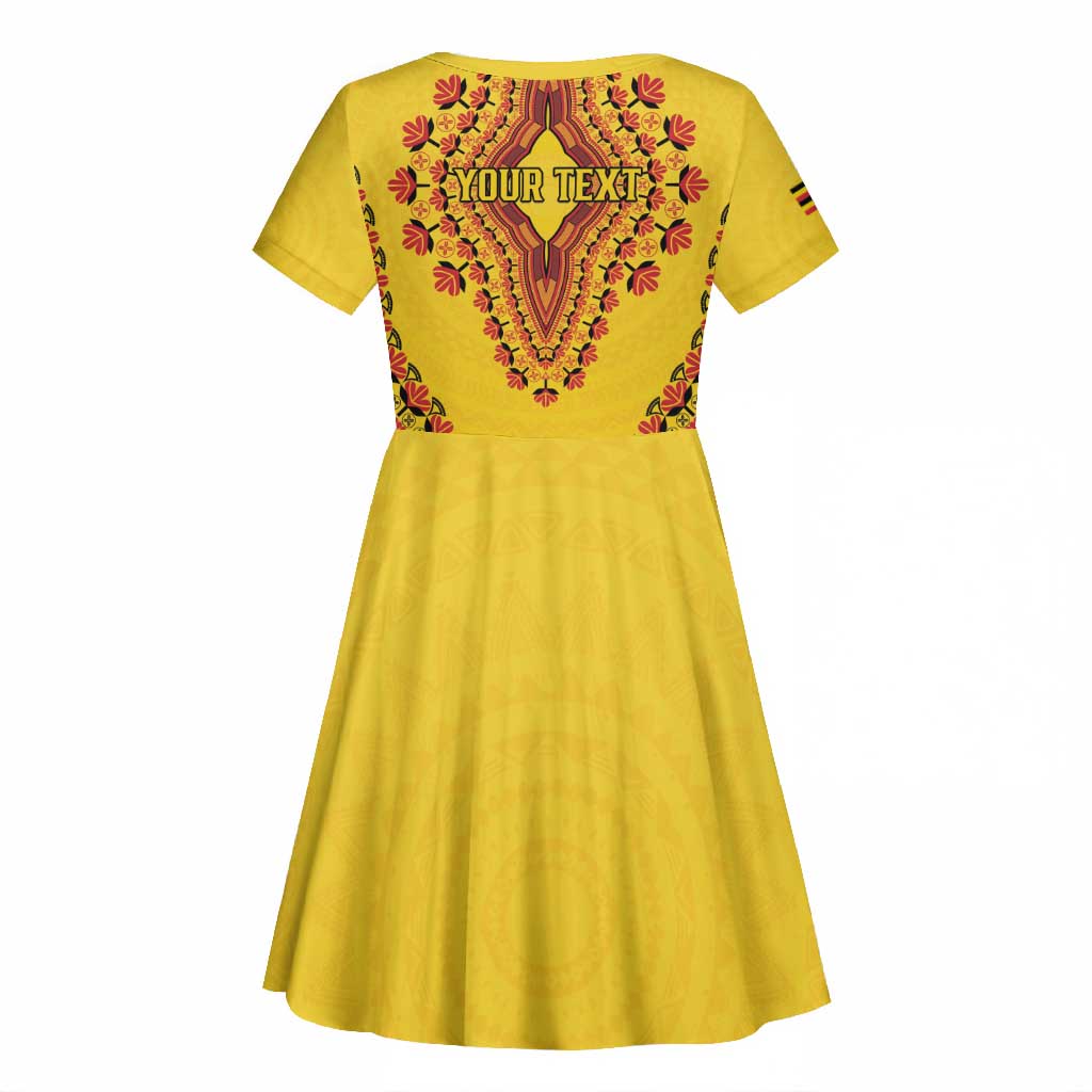 Personalized Afro Uganda Kid Short Sleeve Dress African Dashiki Style - African Pride