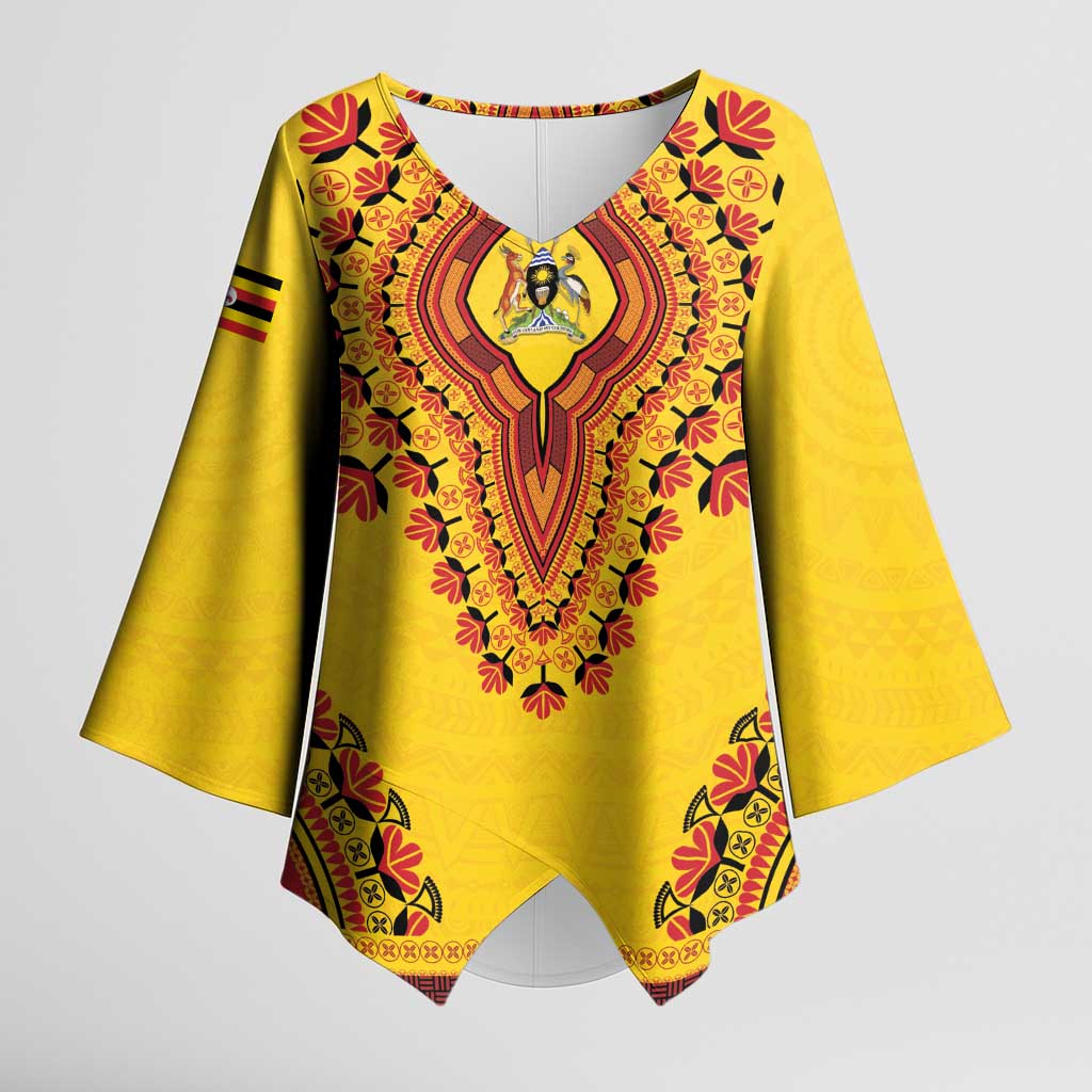 Personalized Uganda African Dashiki Kimono Sleeve Blouse