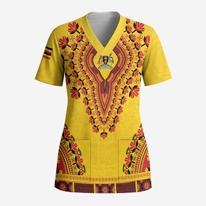 Personalized Uganda African Dashiki Scrub Top - African Pride