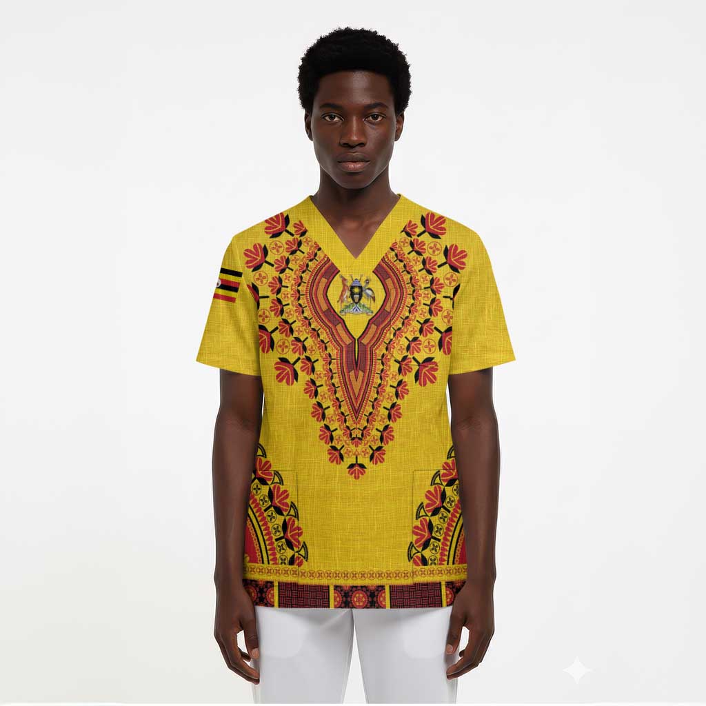 Personalized Uganda African Dashiki Scrub Top - African Pride