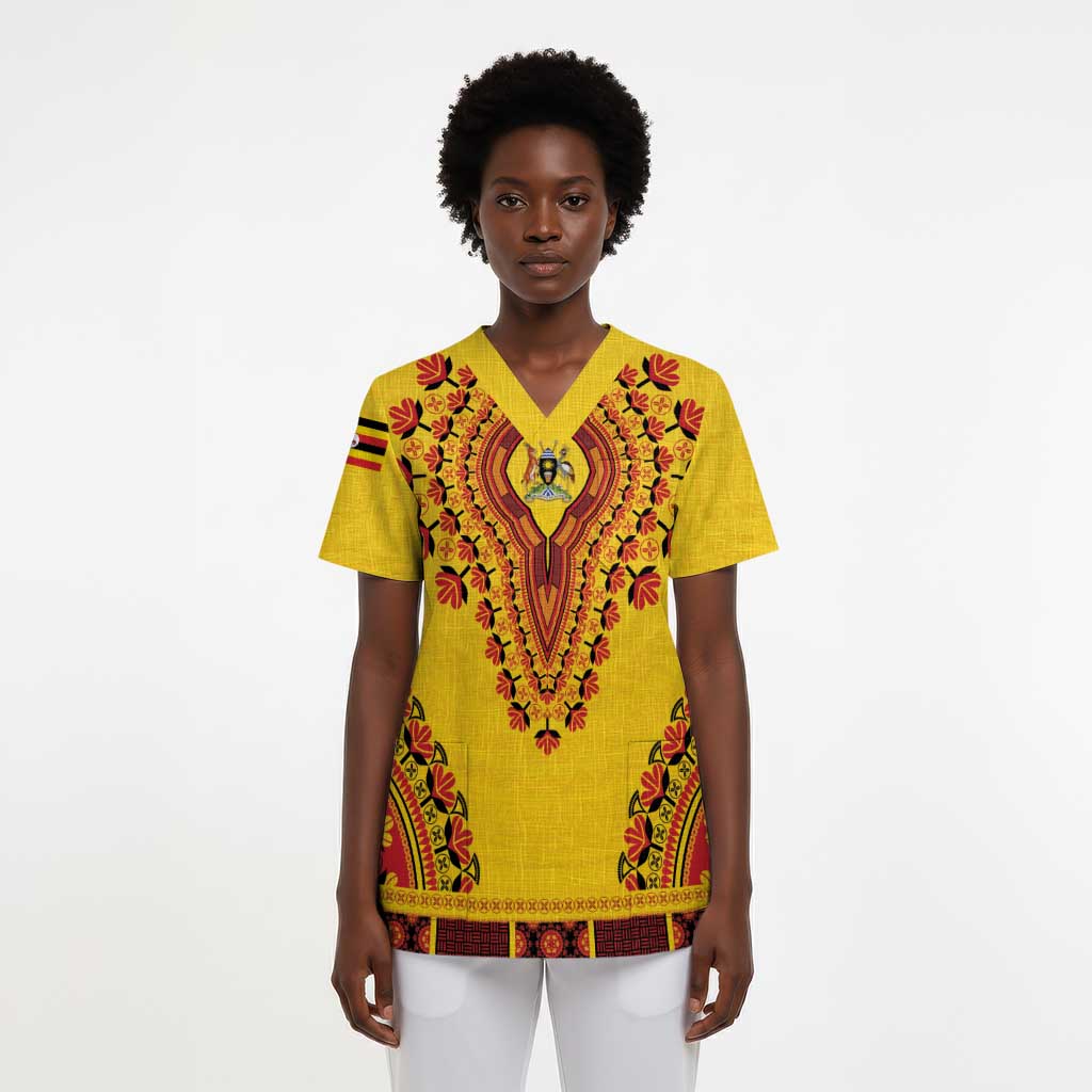 Personalized Uganda African Dashiki Scrub Top - African Pride