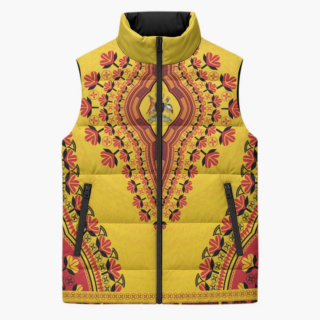 Personalized Uganda African Dashiki Sleeveless Puffer Jacket