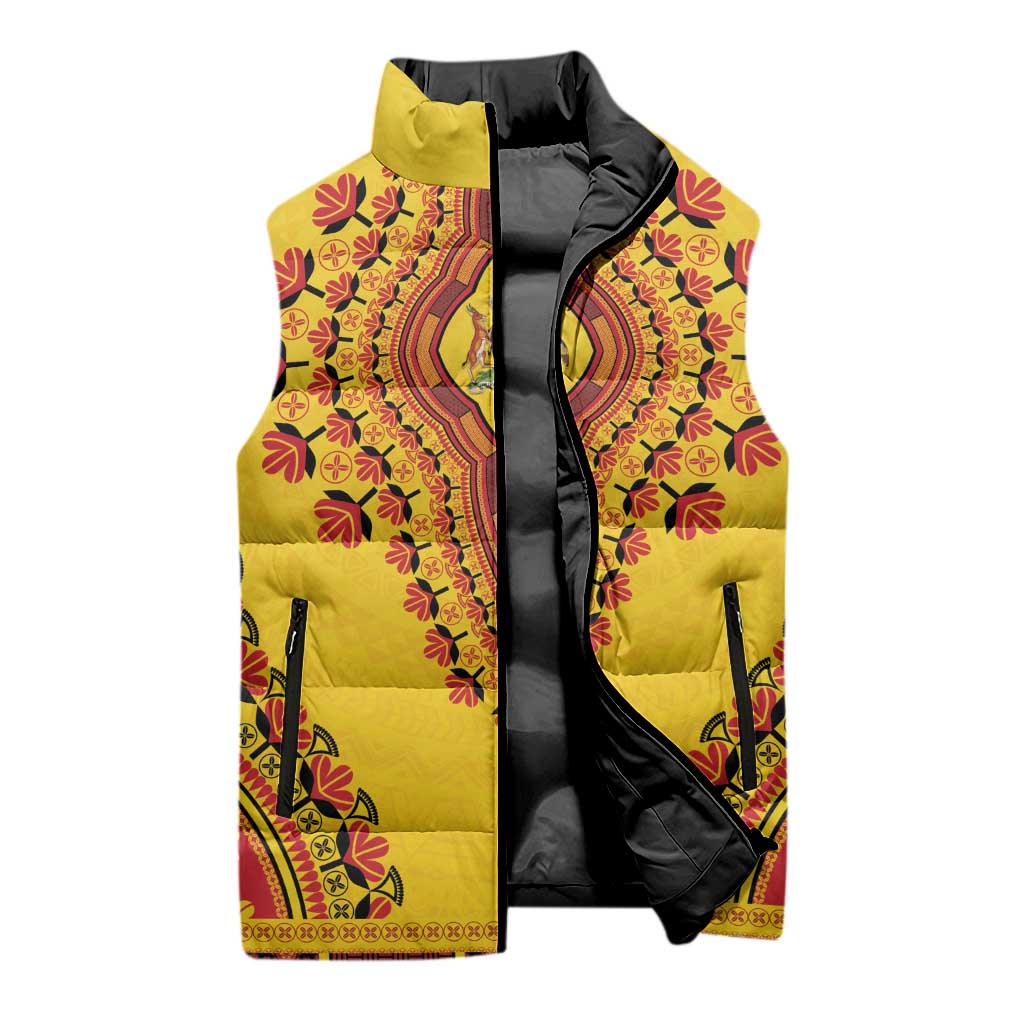 Personalized Uganda African Dashiki Sleeveless Puffer Jacket