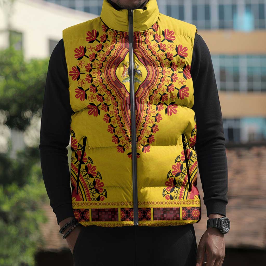 Personalized Uganda African Dashiki Sleeveless Puffer Jacket