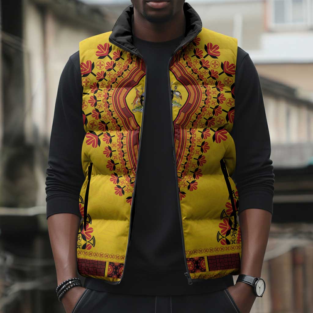 Personalized Uganda African Dashiki Sleeveless Puffer Jacket