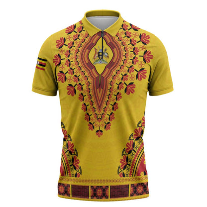 Personalized Uganda African Dashiki Zipper Polo Shirt