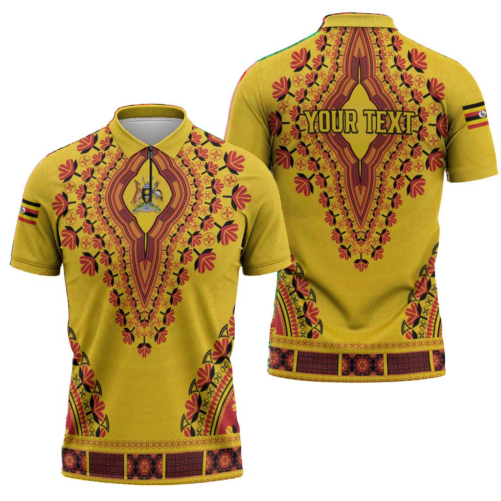 Personalized Uganda African Dashiki Zipper Polo Shirt