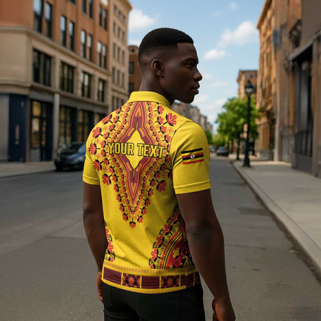 Personalized Uganda African Dashiki Zipper Polo Shirt