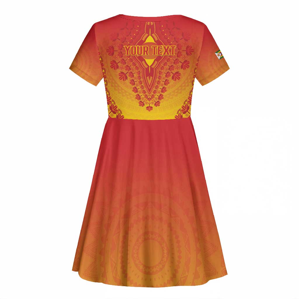 Personalized Afro Zimbabwe Kid Short Sleeve Dress African Dashiki Style - African Pride