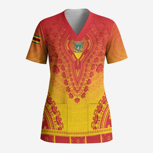 Personalized Zimbabwe African Dashiki Scrub Top - African Pride