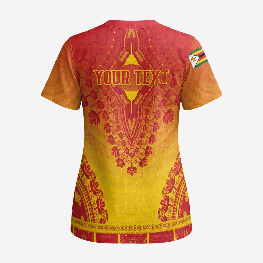 Personalized Zimbabwe African Dashiki Scrub Top - African Pride
