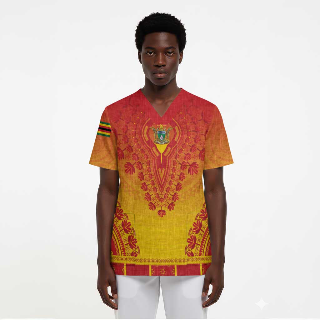 Personalized Zimbabwe African Dashiki Scrub Top - African Pride