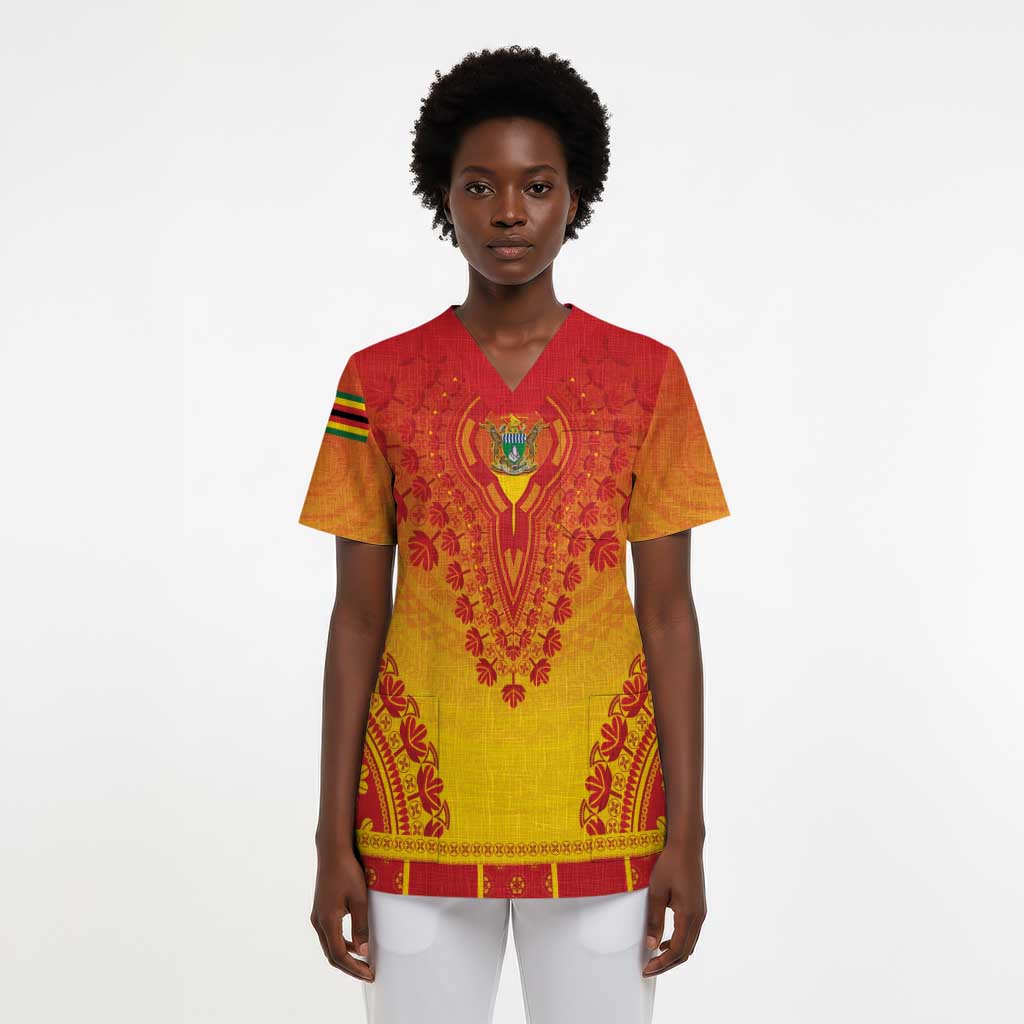 Personalized Zimbabwe African Dashiki Scrub Top - African Pride