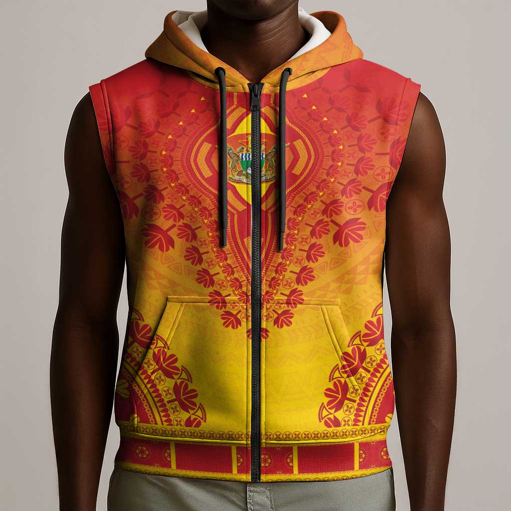 Personalized Afro Zimbabwe Sleeveless Zip Hoodie African Dashiki Style - African Pride