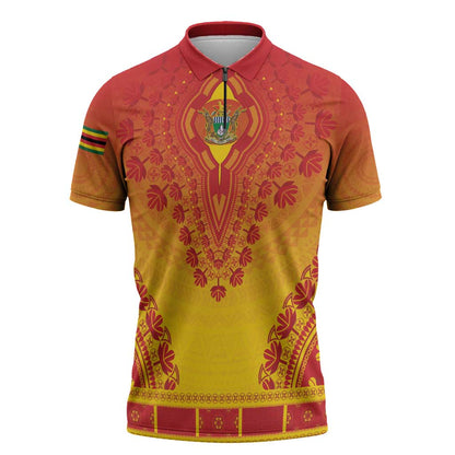 Personalized Zimbabwe African Dashiki Zipper Polo Shirt