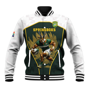 South Africa Rugby Personalised Baseball Jacket Springboks Mascot With King Protea - African Pattern LT15