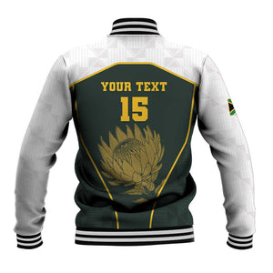 South Africa Rugby Personalised Baseball Jacket Springboks Mascot With King Protea - African Pattern LT15