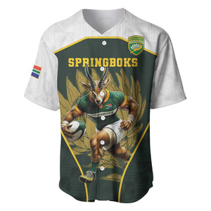 South Africa Rugby Personalised Baseball Jersey Springboks Mascot With King Protea -  African Pattern