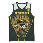 South Africa Rugby Personalised Basketball Jersey Springboks Mascot With King Protea - African Pattern LT15