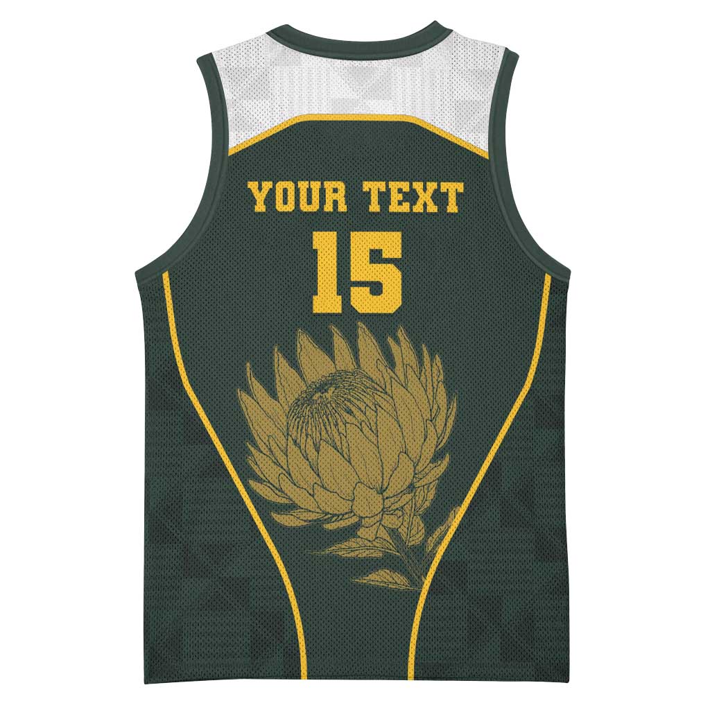 South Africa Rugby Personalised Basketball Jersey Springboks Mascot With King Protea - African Pattern LT15