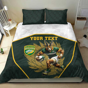 South Africa Rugby Personalised Bedding Set Springboks Mascot With King Protea -  African Pattern