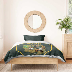 South Africa Rugby Personalised Bedding Set Springboks Mascot With King Protea -  African Pattern