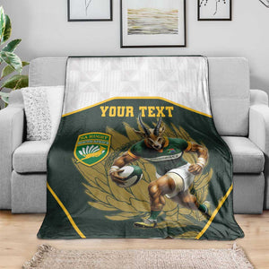 South Africa Rugby Personalised Blanket Springboks Mascot With King Protea -  African Pattern