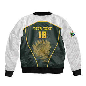 South Africa Rugby Personalised Bomber Jacket Springboks Mascot With King Protea -  African Pattern