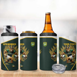 South Africa Rugby Personalised 4 in 1 Can Cooler Tumbler Springboks Mascot With King Protea -  African Pattern