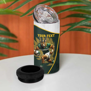 South Africa Rugby Personalised 4 in 1 Can Cooler Tumbler Springboks Mascot With King Protea -  African Pattern