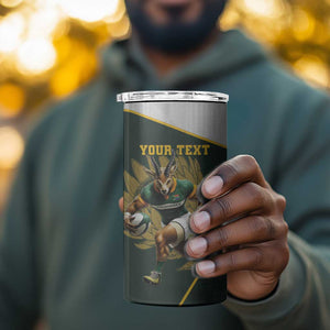 South Africa Rugby Personalised 4 in 1 Can Cooler Tumbler Springboks Mascot With King Protea -  African Pattern