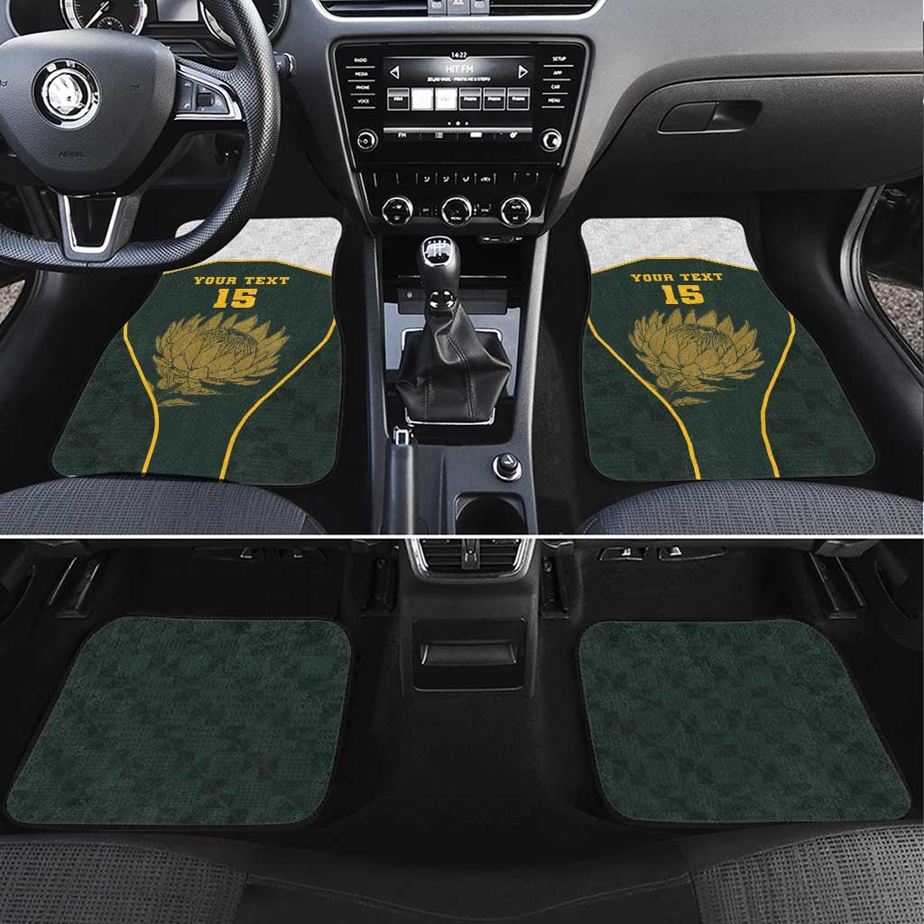 South Africa Rugby Personalised Car Mats Springboks Mascot With King Protea -  African Pattern