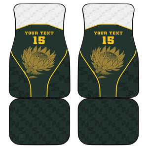 South Africa Rugby Personalised Car Mats Springboks Mascot With King Protea -  African Pattern