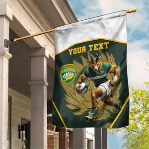 South Africa Rugby Personalised Garden Flag Springboks Mascot With King Protea -  African Pattern