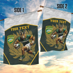 South Africa Rugby Personalised Garden Flag Springboks Mascot With King Protea -  African Pattern