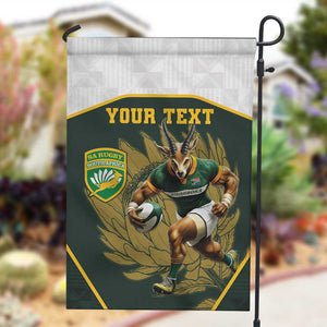 South Africa Rugby Personalised Garden Flag Springboks Mascot With King Protea -  African Pattern