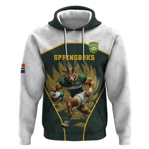 South Africa Rugby Personalised Hoodie Springboks Mascot With King Protea -  African Pattern