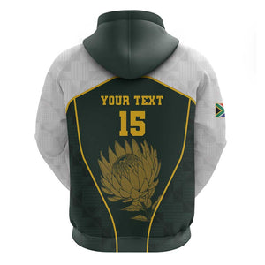 South Africa Rugby Personalised Hoodie Springboks Mascot With King Protea -  African Pattern