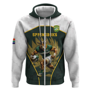 South Africa Rugby Personalised Hoodie Springboks Mascot With King Protea -  African Pattern