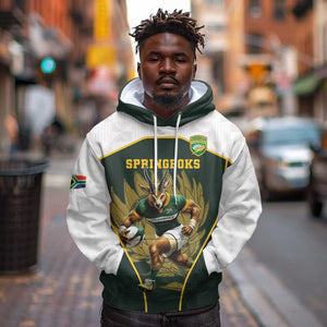 South Africa Rugby Personalised Hoodie Springboks Mascot With King Protea -  African Pattern