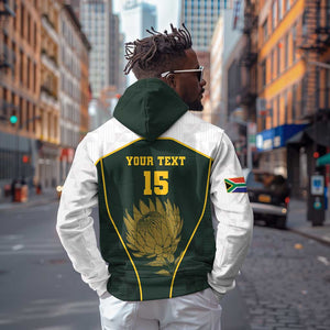 South Africa Rugby Personalised Hoodie Springboks Mascot With King Protea -  African Pattern