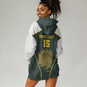 South Africa Rugby Personalised Hoodie Dress Springboks Mascot With King Protea -  African Pattern