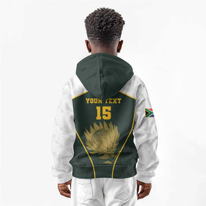 South Africa Rugby Personalised Kid Hoodie Springboks Mascot With King Protea -  African Pattern