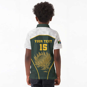 South Africa Rugby Personalised Kid Polo Shirt Springboks Mascot With King Protea -  African Pattern