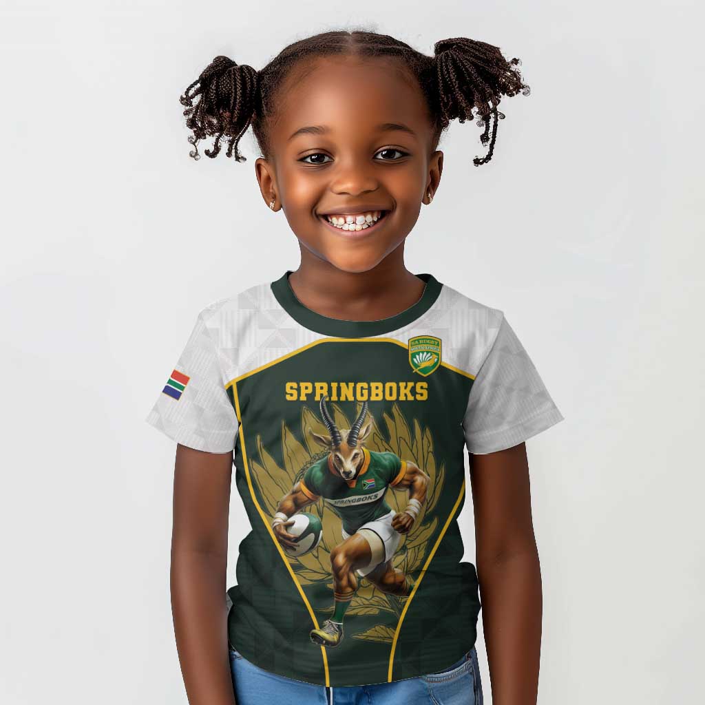 South Africa Rugby Personalised Kid T shirt Springboks Mascot With King Protea -  African Pattern