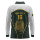 South Africa Rugby Personalised Long Sleeve Polo Shirt Springboks Mascot With King Protea -  African Pattern