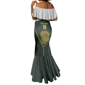 South Africa Rugby Personalised Mermaid Dress Springboks Mascot With King Protea -  African Pattern