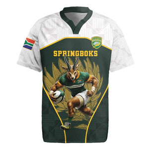 South Africa Rugby Personalised Rugby Jersey Springboks Mascot With King Protea -  African Pattern