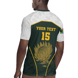 South Africa Rugby Personalised Rugby Jersey Springboks Mascot With King Protea -  African Pattern