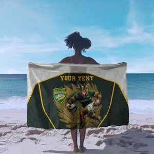 South Africa Rugby Personalised Sarong Springboks Mascot With King Protea -  African Pattern